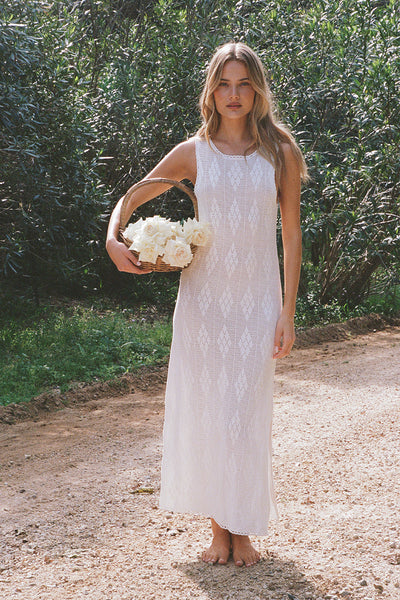 Tasha Crochet Maxi Dress in Ivory